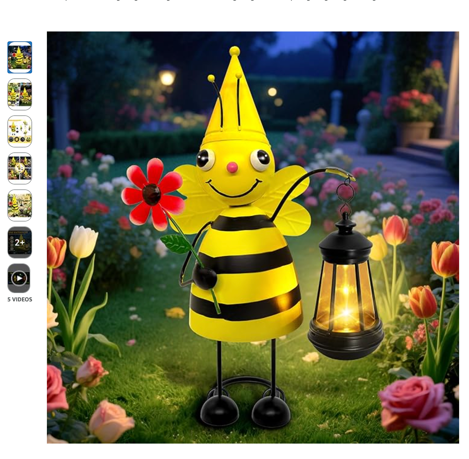 Garden Decor Bee Solar Statue