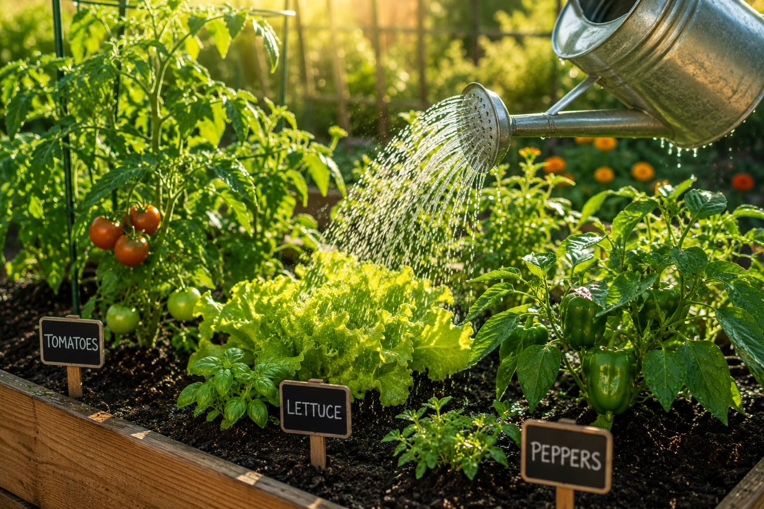 watering vegetables